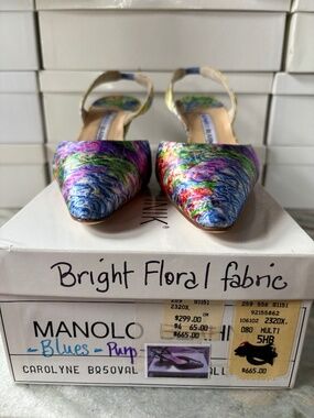 Manolo Blahnikfabric multi-color slingback